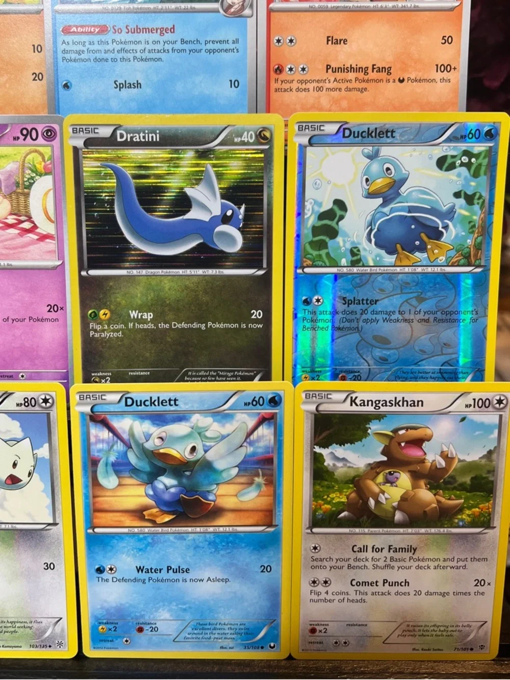 ⚜️Pokémon 16-card Lot, Includes Lapras, holo Dratini, reverse holo Ducklett